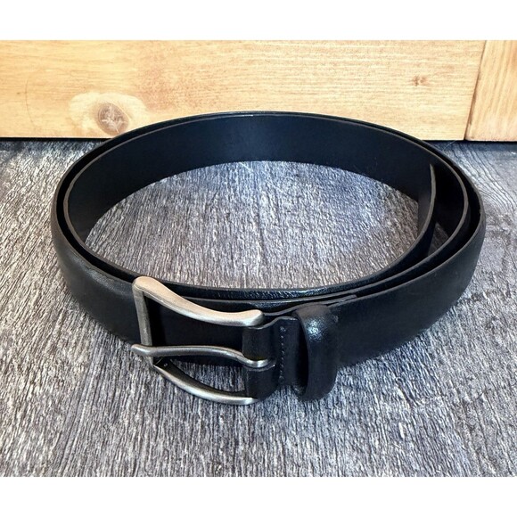 Coach Black Calfskin Leather Belt Women’s 38 Large Solid Brass Silver Buckle main image 15